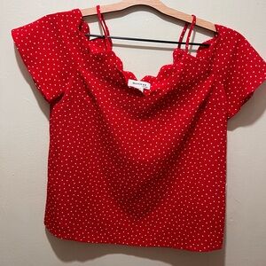 Monteau Los Angeles Red & White Blouse S